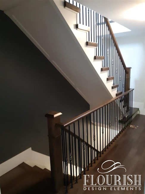 4.5" Fairmont Newel Post W/Nouveau Steel Balusters 4